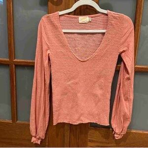 Anthropologie Coral V-Neck Blouse